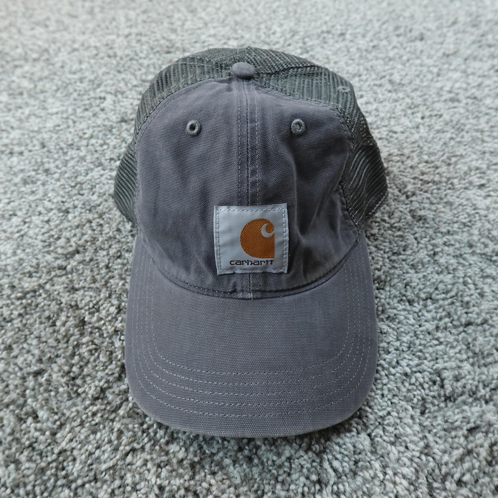 Carhartt Hat Cap Mens One Size Gray Trucker Mesh Adjustable Snap Back Logo Patch